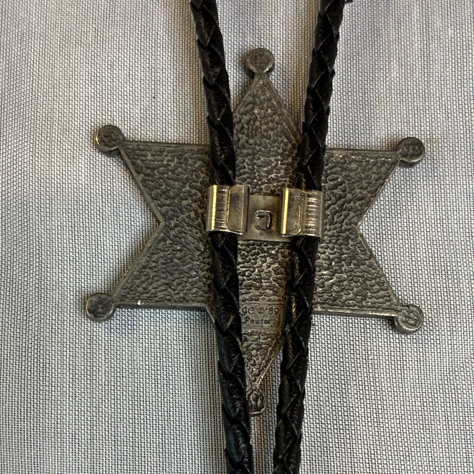 VTG 1992 EGE Diamond Cut Heavy Pewter US Marshall Buckle and matching Bolo Tie