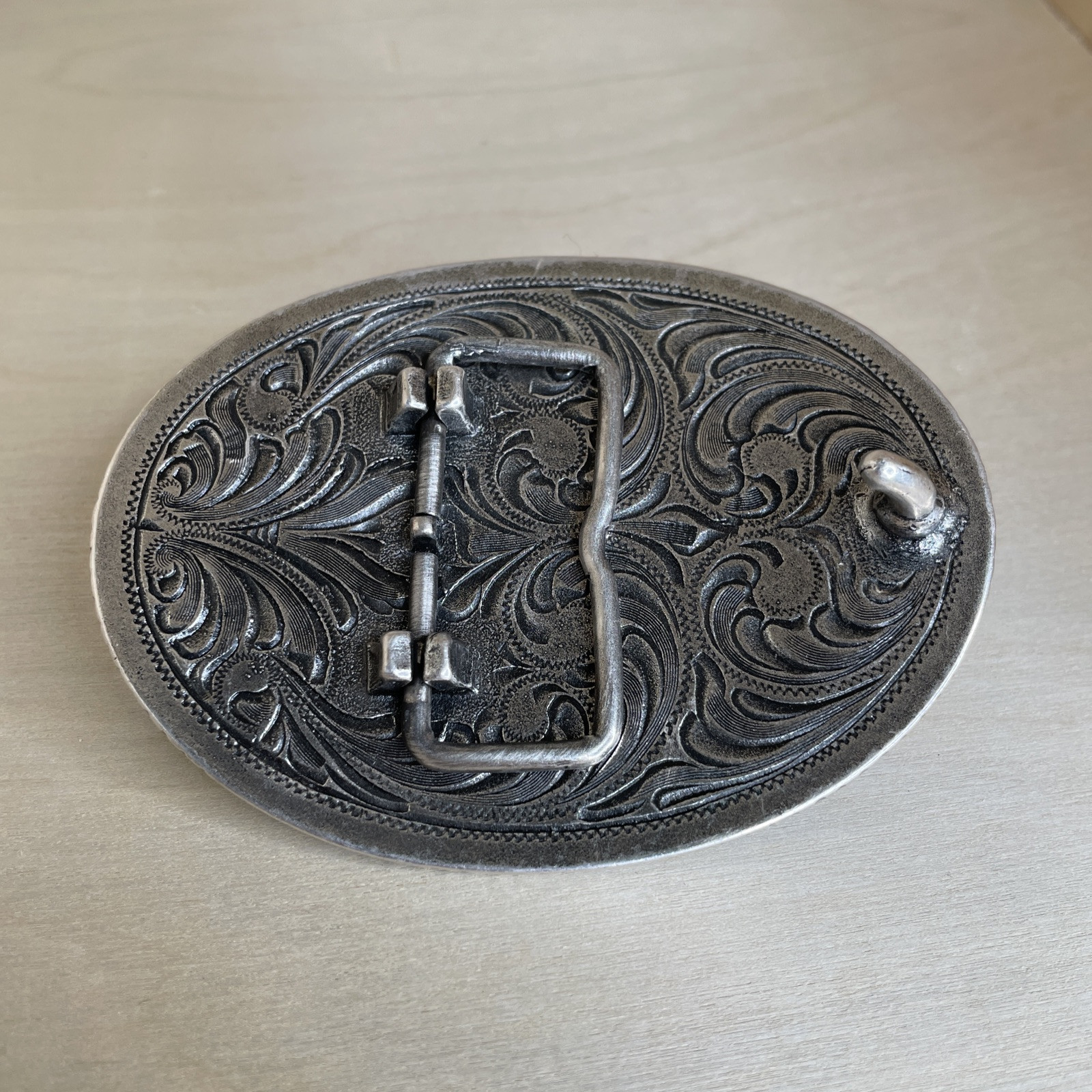 ANDWEST Belt Buckle MenEagle American Flag Roped Border Painted Antique Silver