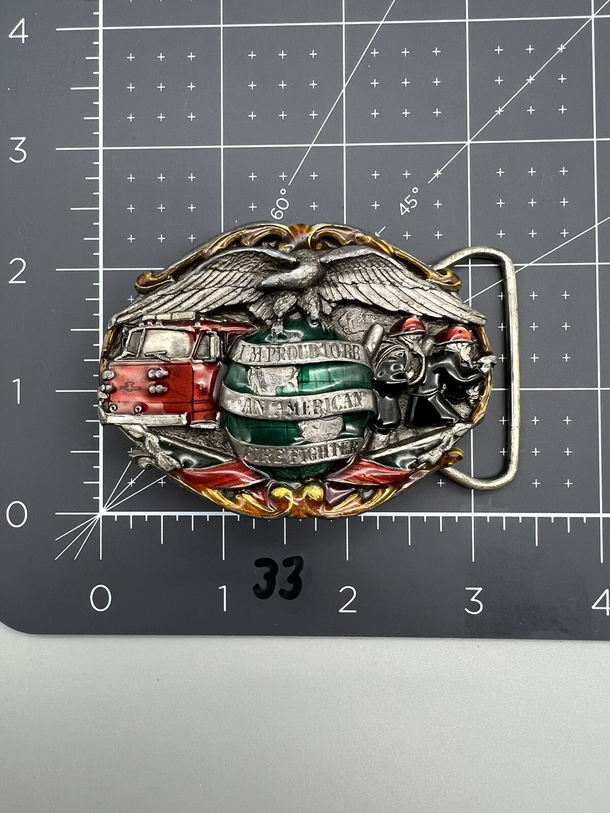 I Am Proud To Be An American Fire Fighter 1988 Belt Buckle (33)
