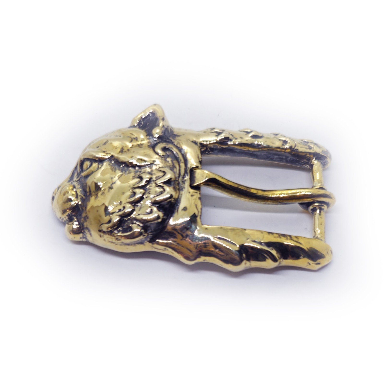 Cat Head Brass Belt Buckle