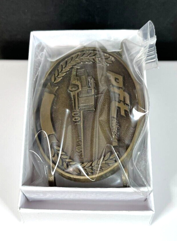 Vintage PFT Roberson Pre-Fab Transit Co. Solid Brass Slip Through Belt Buckle