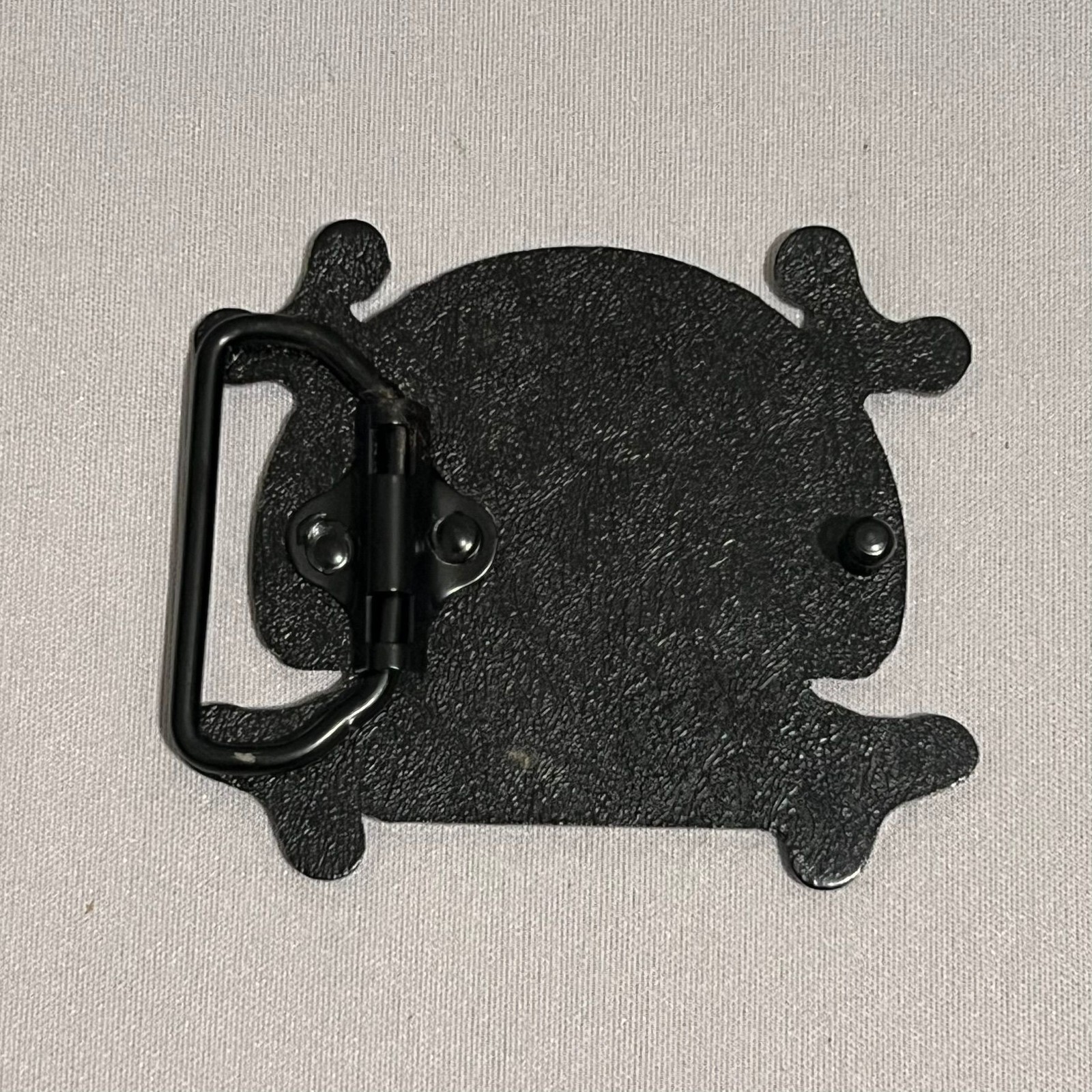 Skull Crossbones Belt Buckle Black Cream Enamel Metal Pirate Western Novelty