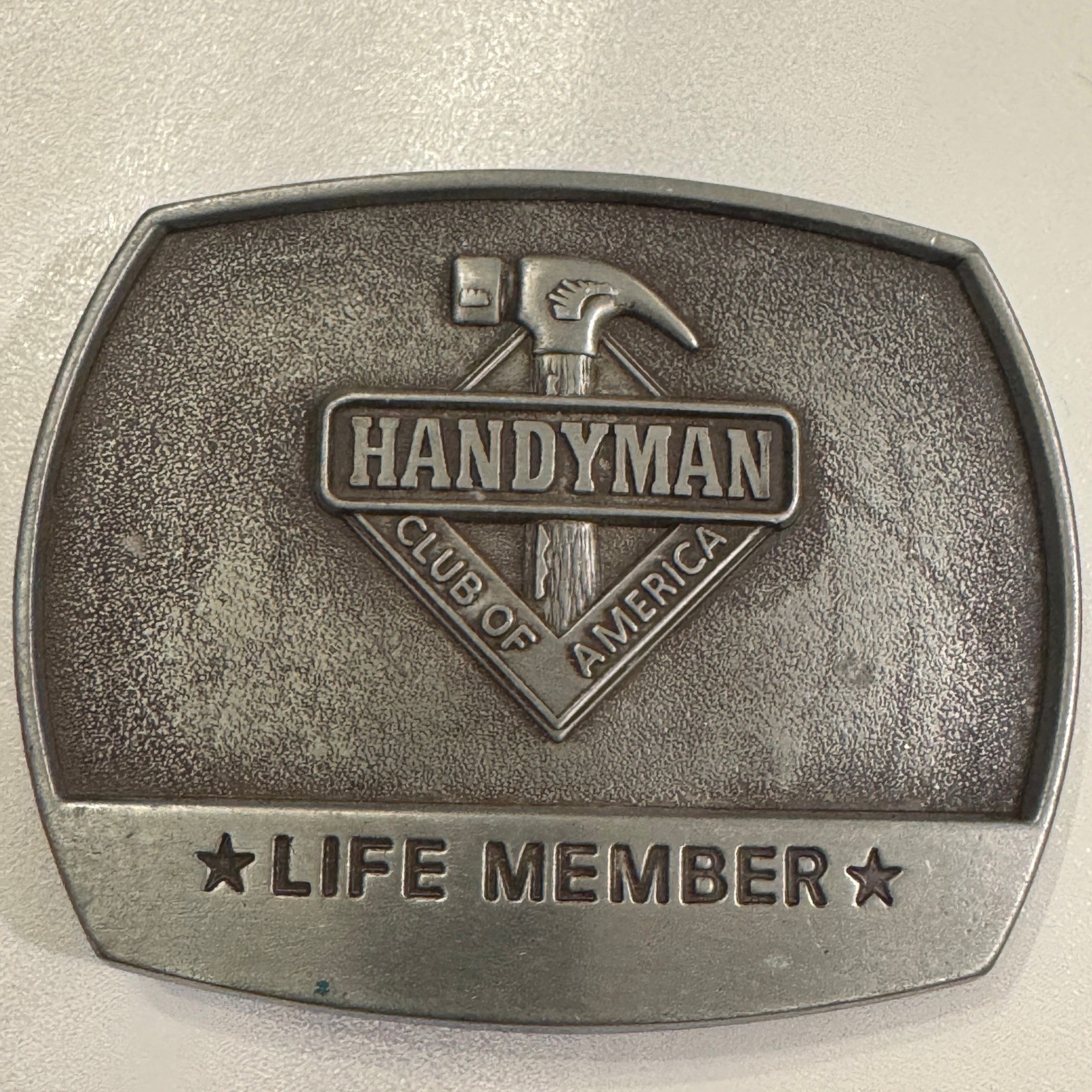 Handyman Club of America Life Member Belt Buckle Vintage 1996 Pewter Finish