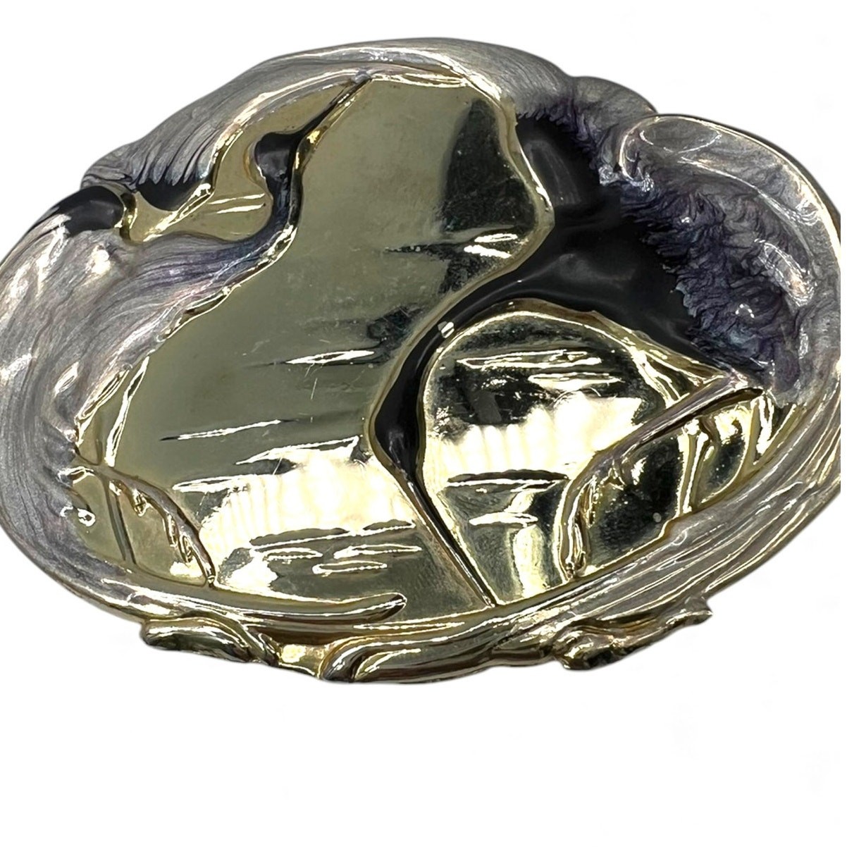 Charmat Vintage Belt Buckle Silver Artisan Cranes of Beverly Hills enamel Birds
