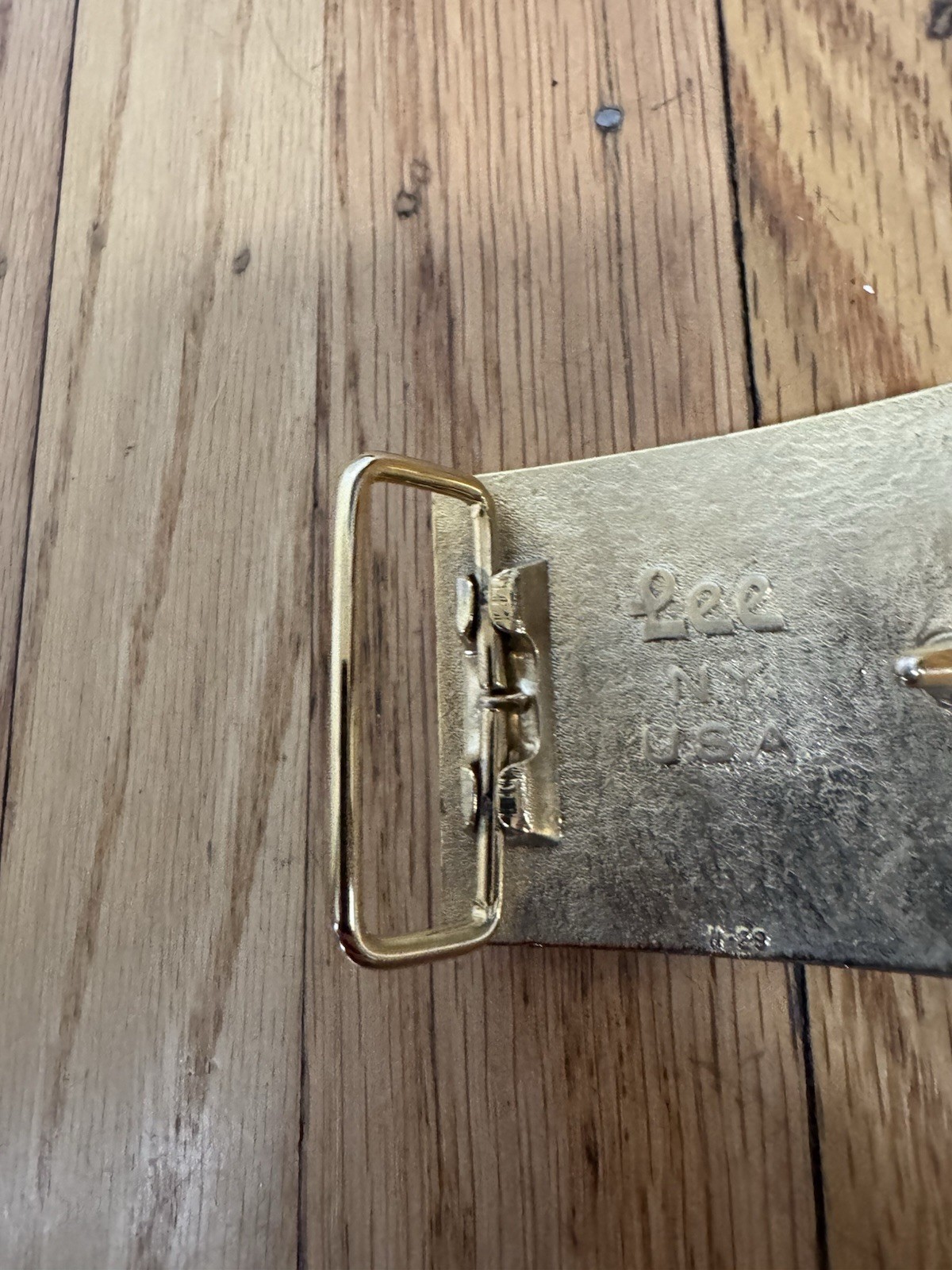 VTG 70s LEE Jeans Metal “M” Initial Belt Buckle Alphabet Letter Gold Tone Enamel