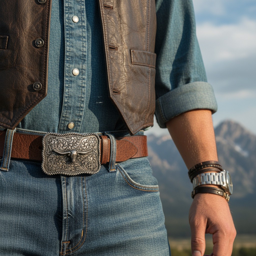 Men Buckle Silver Metal Bull Western Fashion Texas Long Horn Cow Gift Present TX