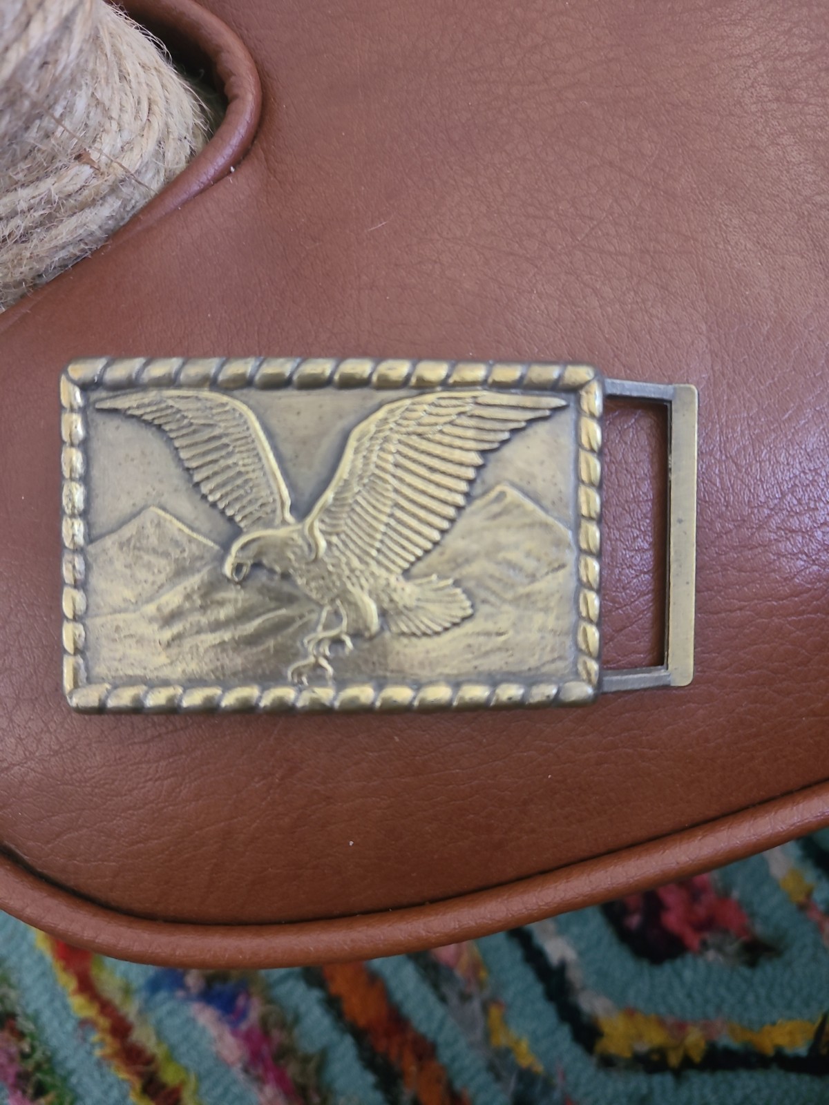 Vintage Gold Eagle Belt Buckle 3×2 Unmarked