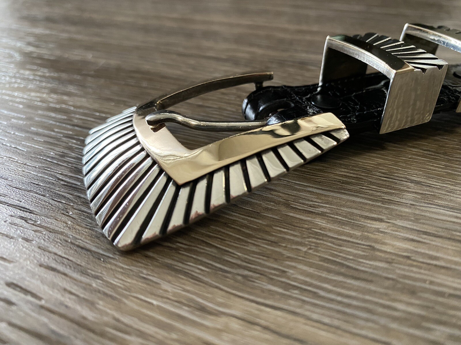 James Reid 14k .925 Sterling XL Belt Buckle Set Square Ray 🟥