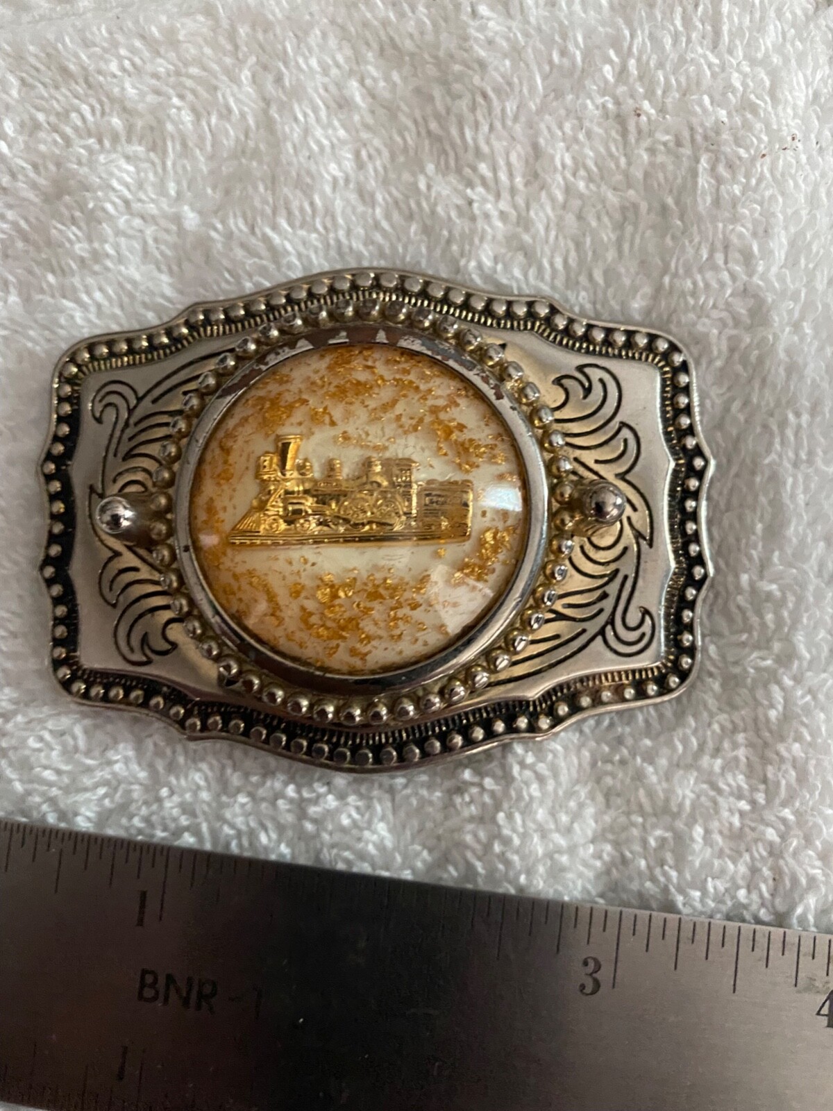 Vintage Belt Buckle with Train Railroad