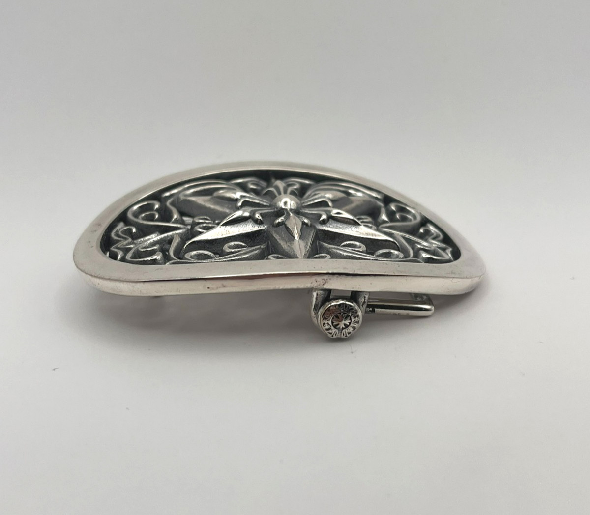 Gothic Star Belt Buckle Silver Tone Ornate Oval Biker 2.4oz【DDKRO】
