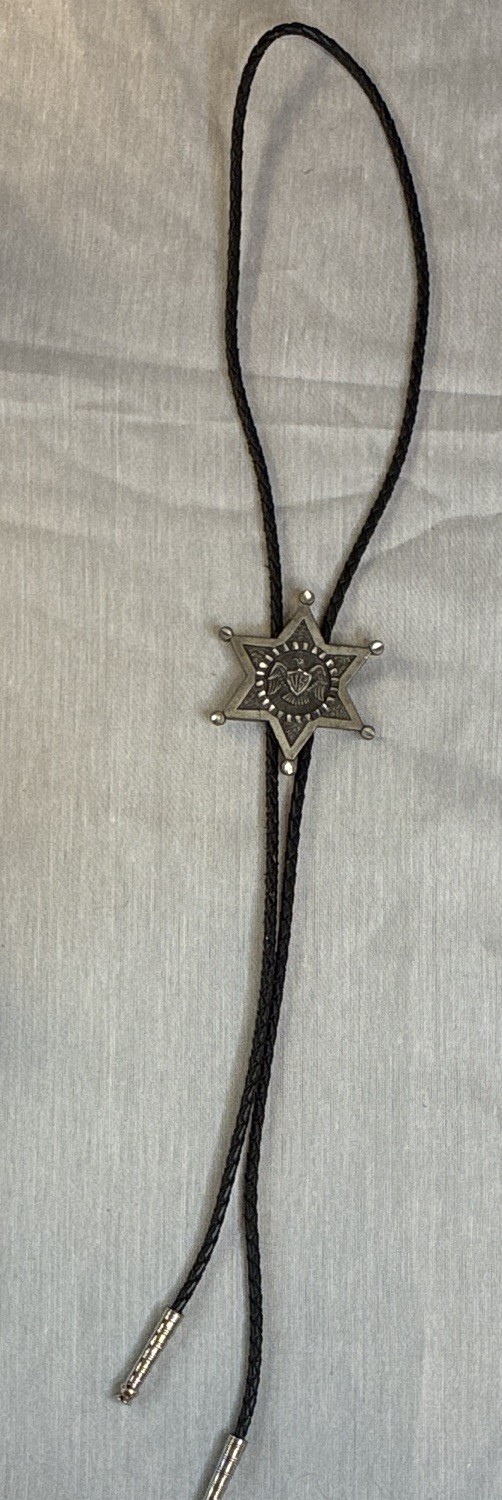 VTG 1992 EGE Diamond Cut Heavy Pewter US Marshall Buckle and matching Bolo Tie