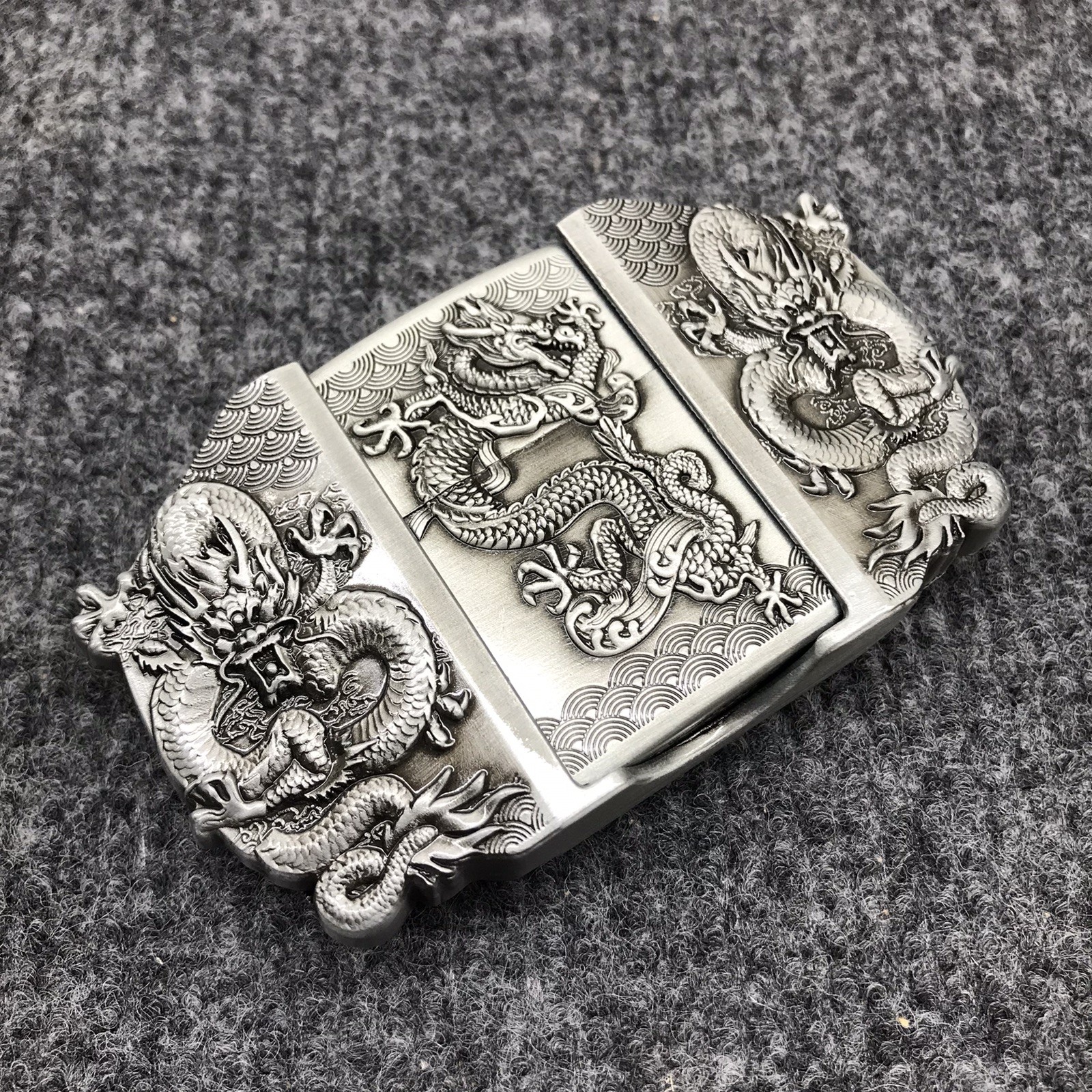 Antique Brushed Dragon Belt Buckle with Lighter, Stock in US