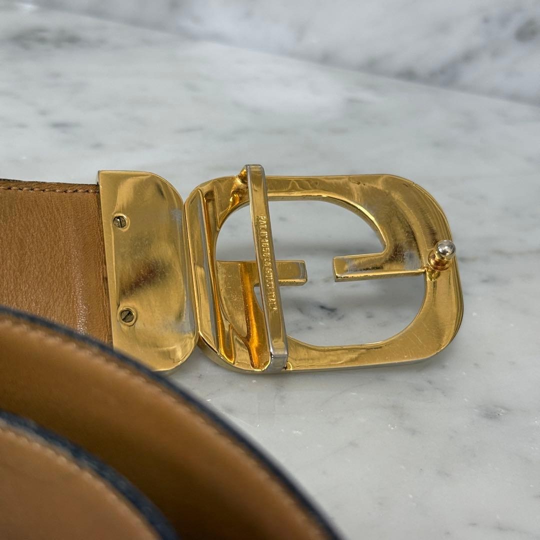 GUCCI buckle belt GG Logo Gold hardware Brown Leather Made in Italy Authentic