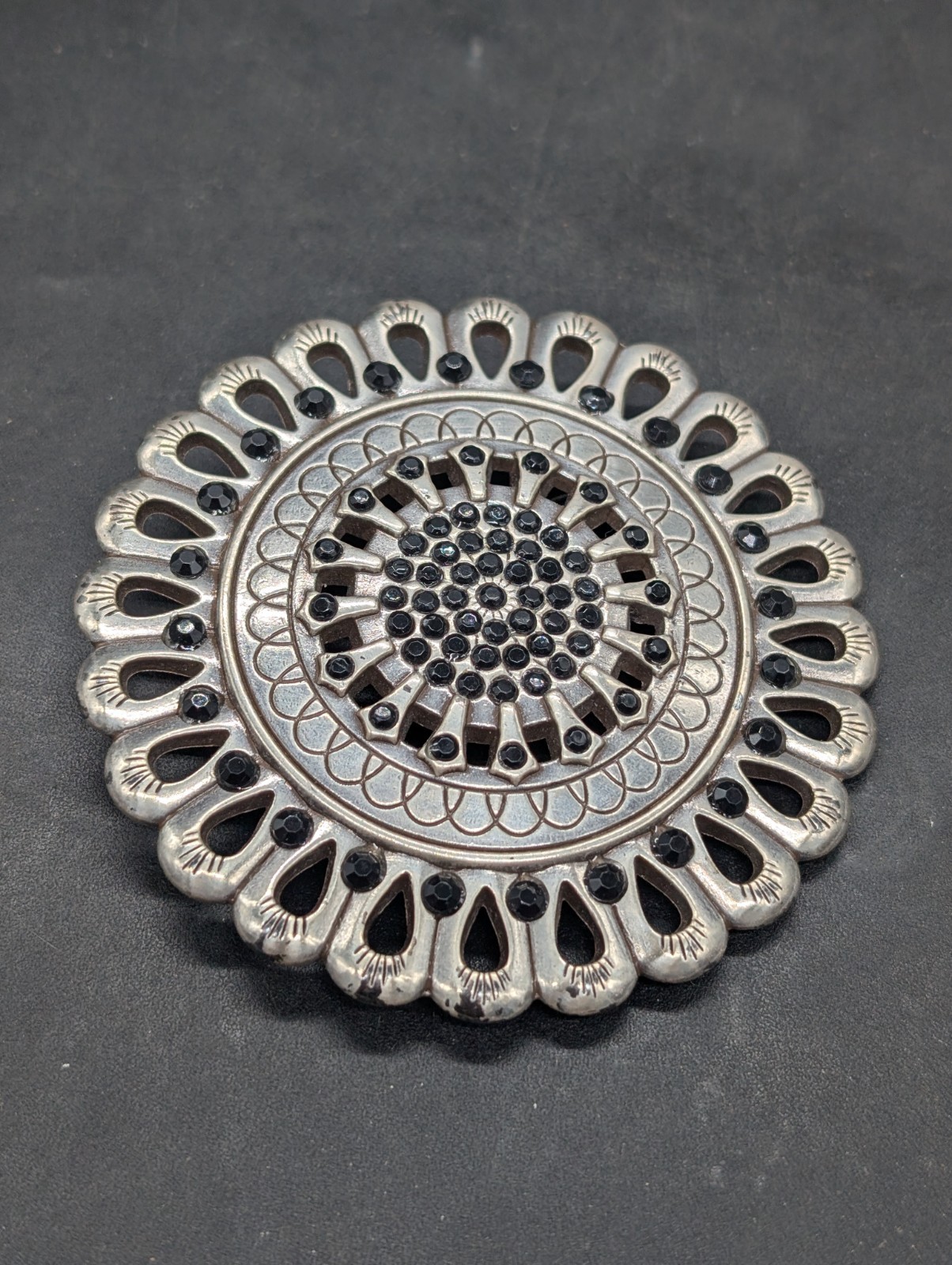 Mandala MEDALLION FLOWER Mindfulness Yoga DESIGN BELT BUCKLE Metal Silver