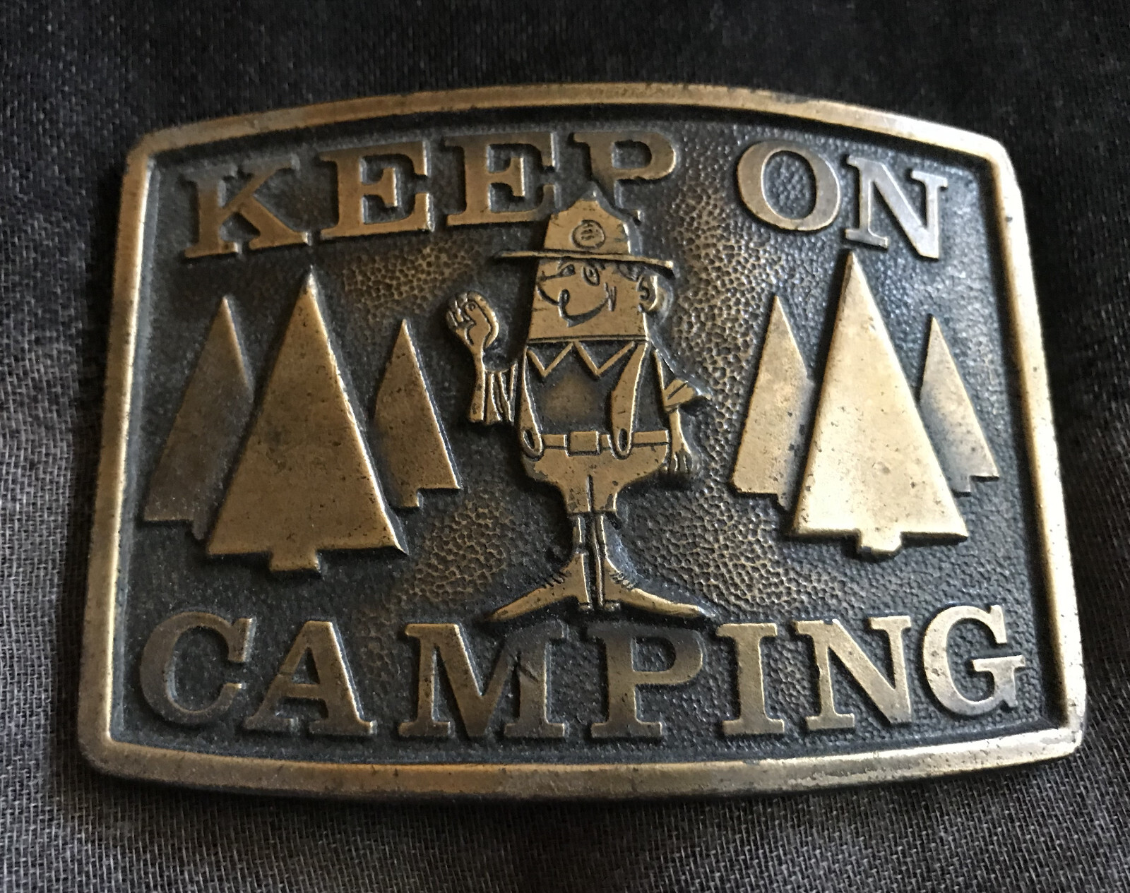 *** VINTAGE MPA Keep on Camping Boy Scout Brass Belt Buckle