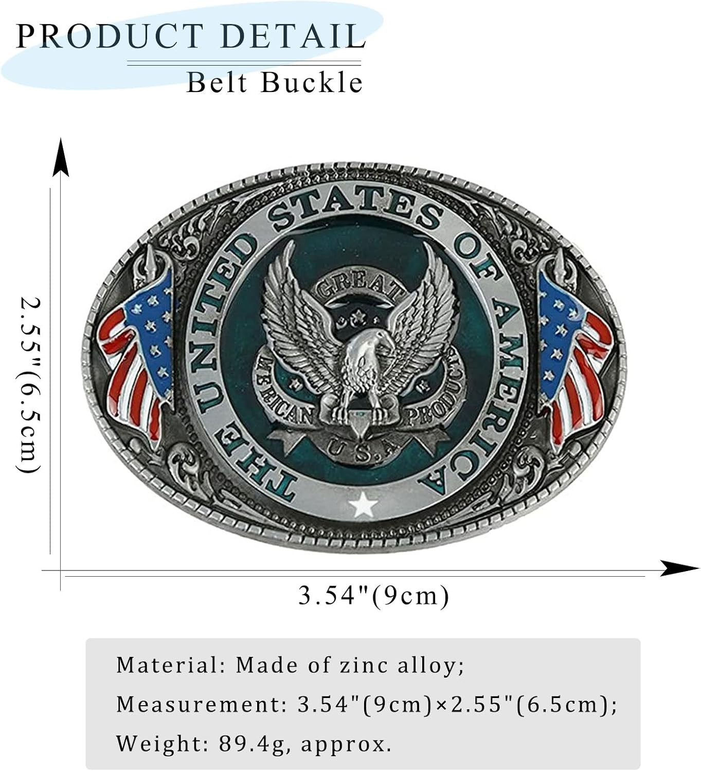 The United State of American Flag Belt Buckle Patriotic Eagle Western Cowboy Buc