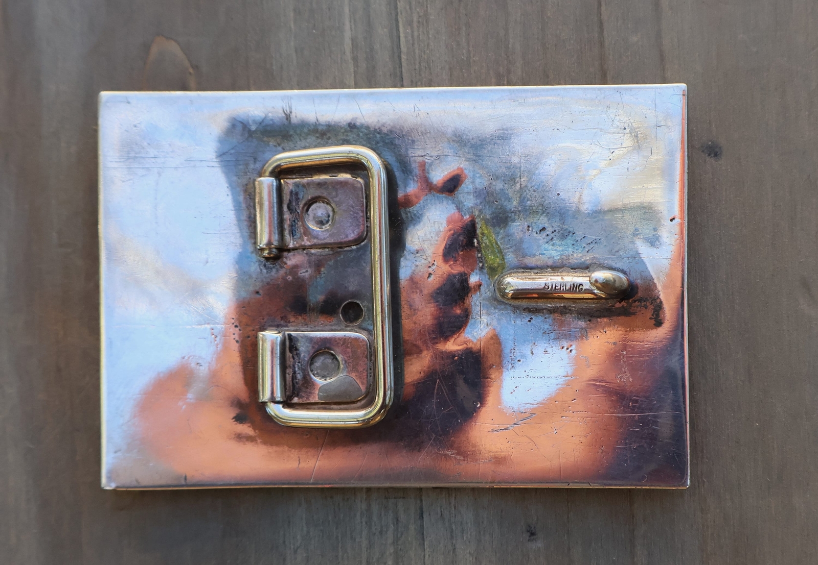 Large Vintage Sterling Square Dancer Belt Buckle 65 grams 3 3/16 X 2 1/8 inches
