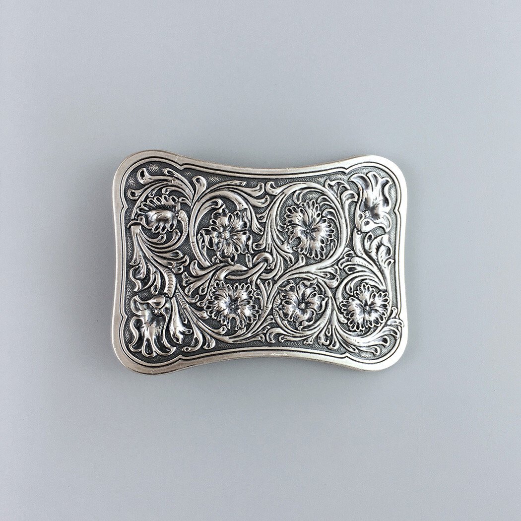 Vintage Silver Plated Western Southwest Rectangle Belt Buckle Boucle de Ceinture