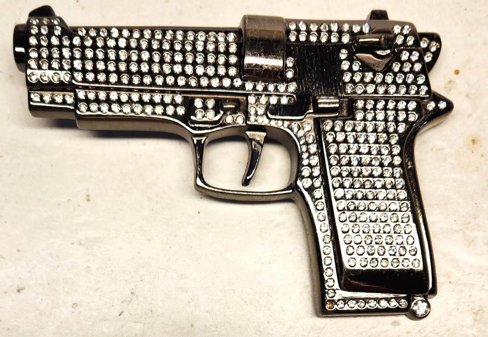 LARGE Clear Rhinestones Hip Hop Metal Belt Buckle