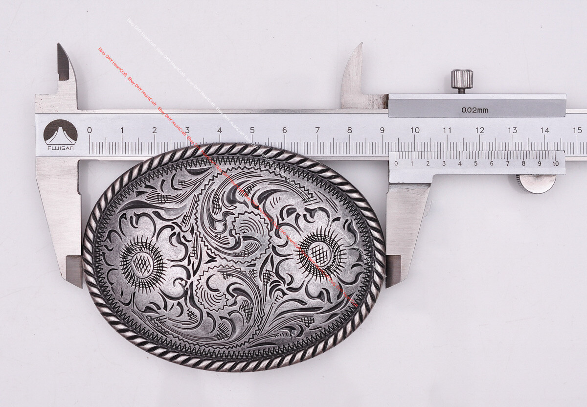 51MM Vintage Silver Cowboy Ranger Floral Carved Western Belt Buckle fit 2&Prime; Strap