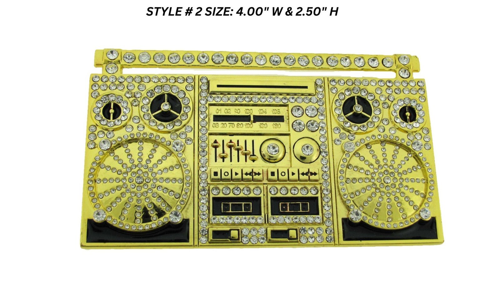 Retro Boom Box Belt Buckle Blaster Radio Dj Ghetto Music Old school Silver Metal