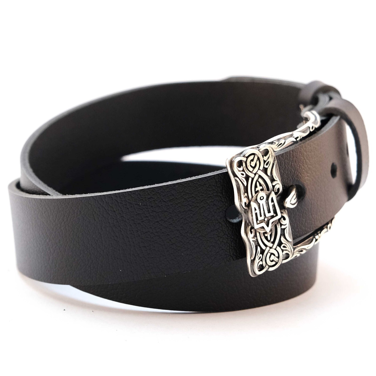 German silver pin belt buckle Runic, Classic frame buckle for 1.5 inch belt