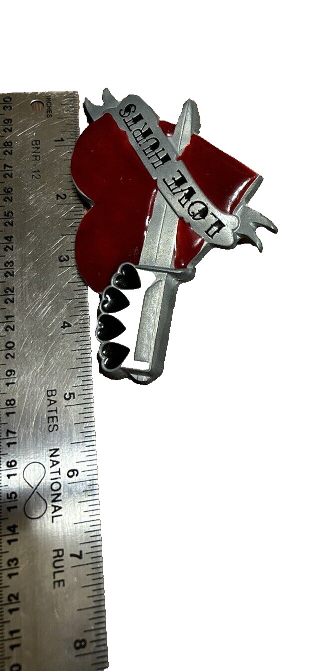 Love Hurts Sailor Jerry Dagger Heart Tattoo Belt Buckle