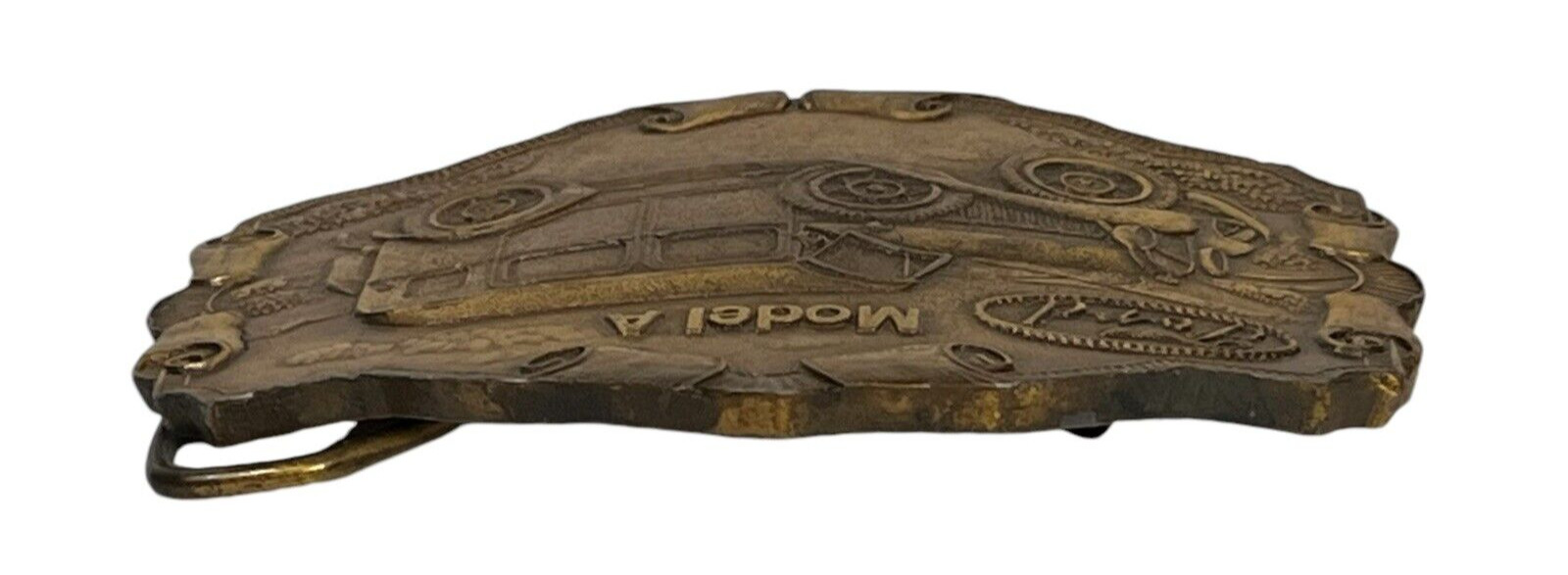Vintage Ford Model A Car Brass Belt Buckle Scrolls Transportation
