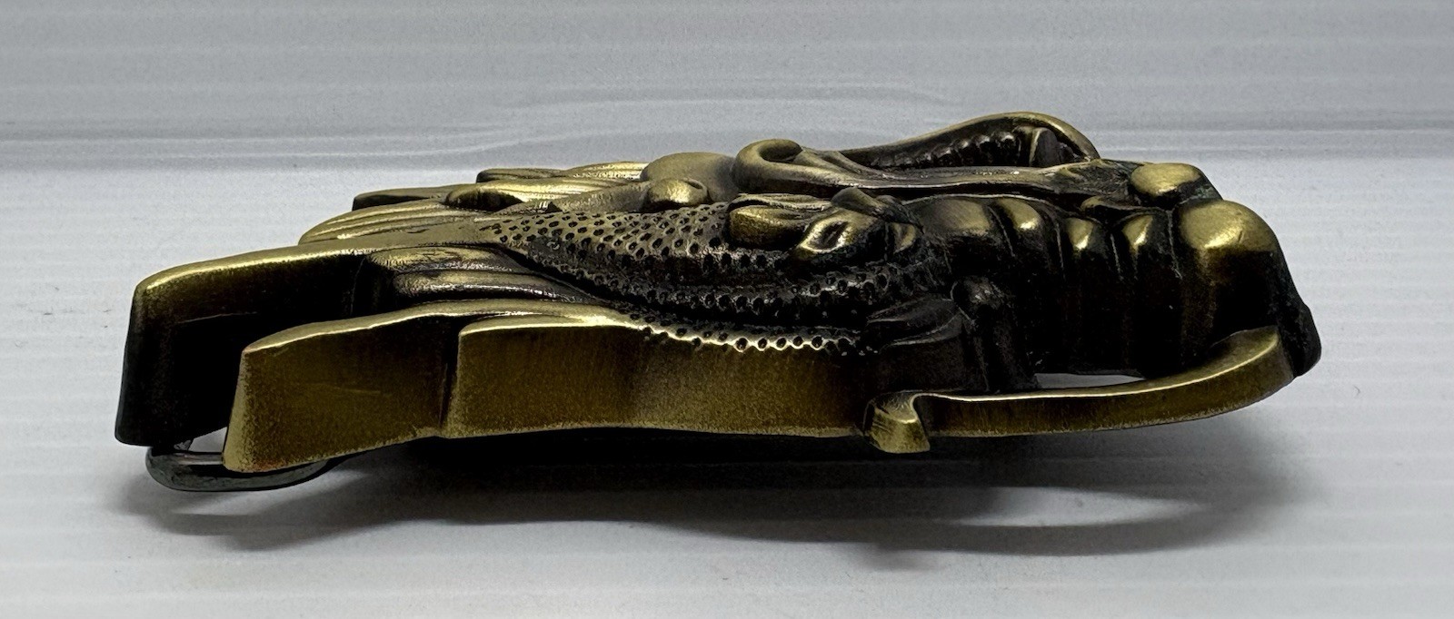 “NEW” Unique Brass Tone Metal 3D Dragon Head Western Belt Buckle