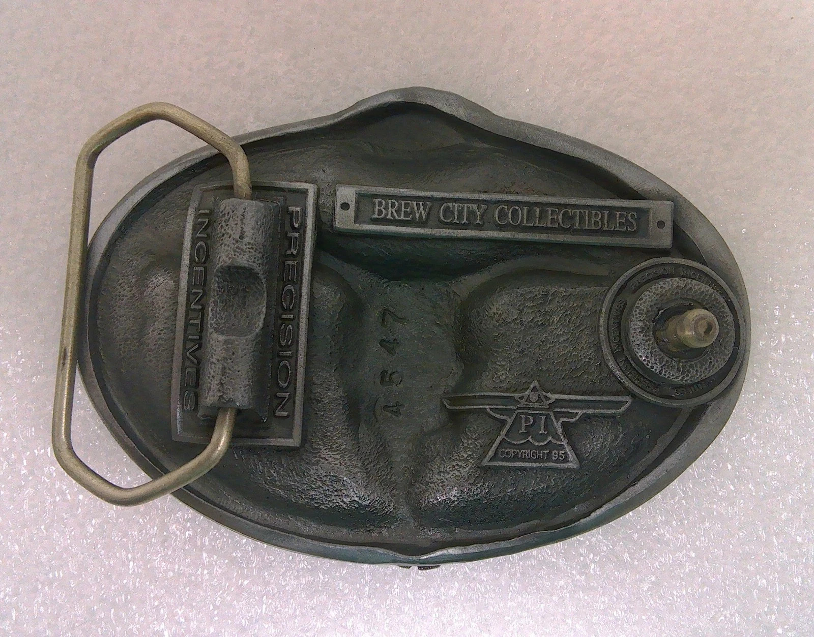 Vintage Pewter Belt Buckle Bull Skull Longhorn Cow Design Rope Border