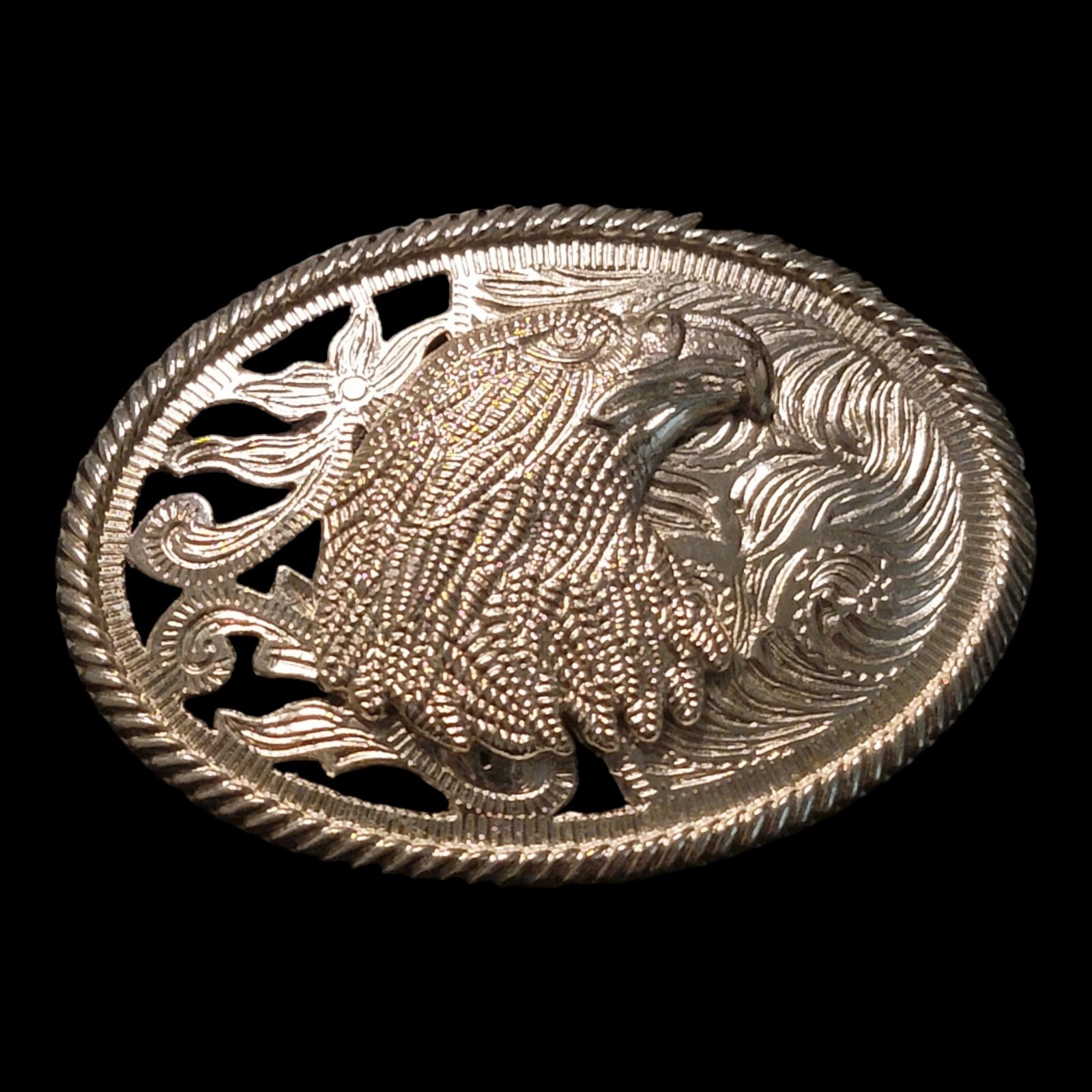 Vintage Belt Buckle Bald Eagle 80s Western American Cowboy Cutout Biker