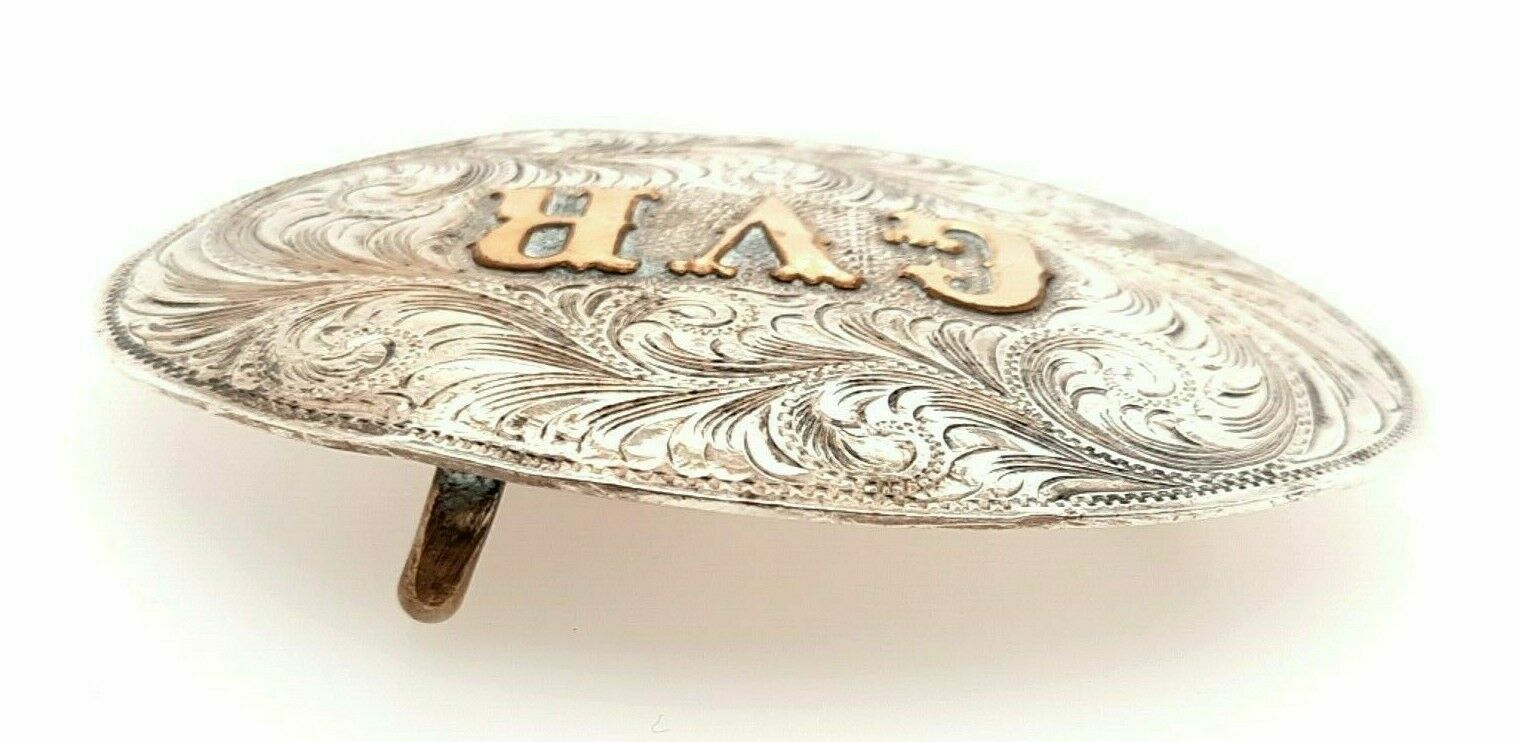 Sterling Silver The Westerner Reno Nevada Belt Buckle GVR Gold Overlay