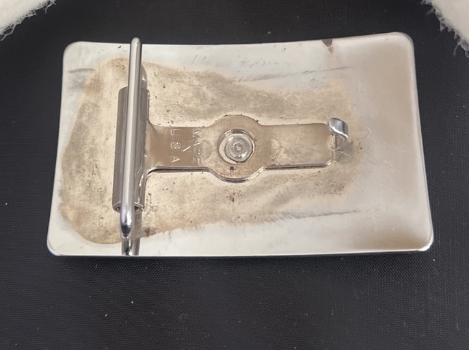 Vintage Diesel Semi Truck Trucker Belt Buckle Mirrored Rectangle 2 X 3.25 USA