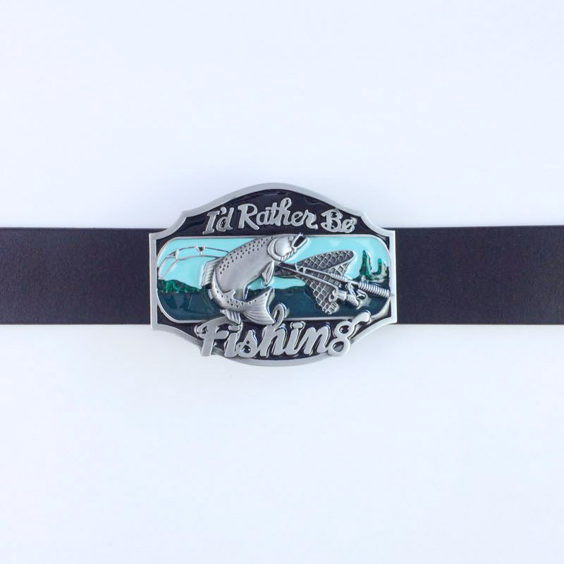 Vintage Style Rather Be Fishing Fish Belt Buckle also Stock in US