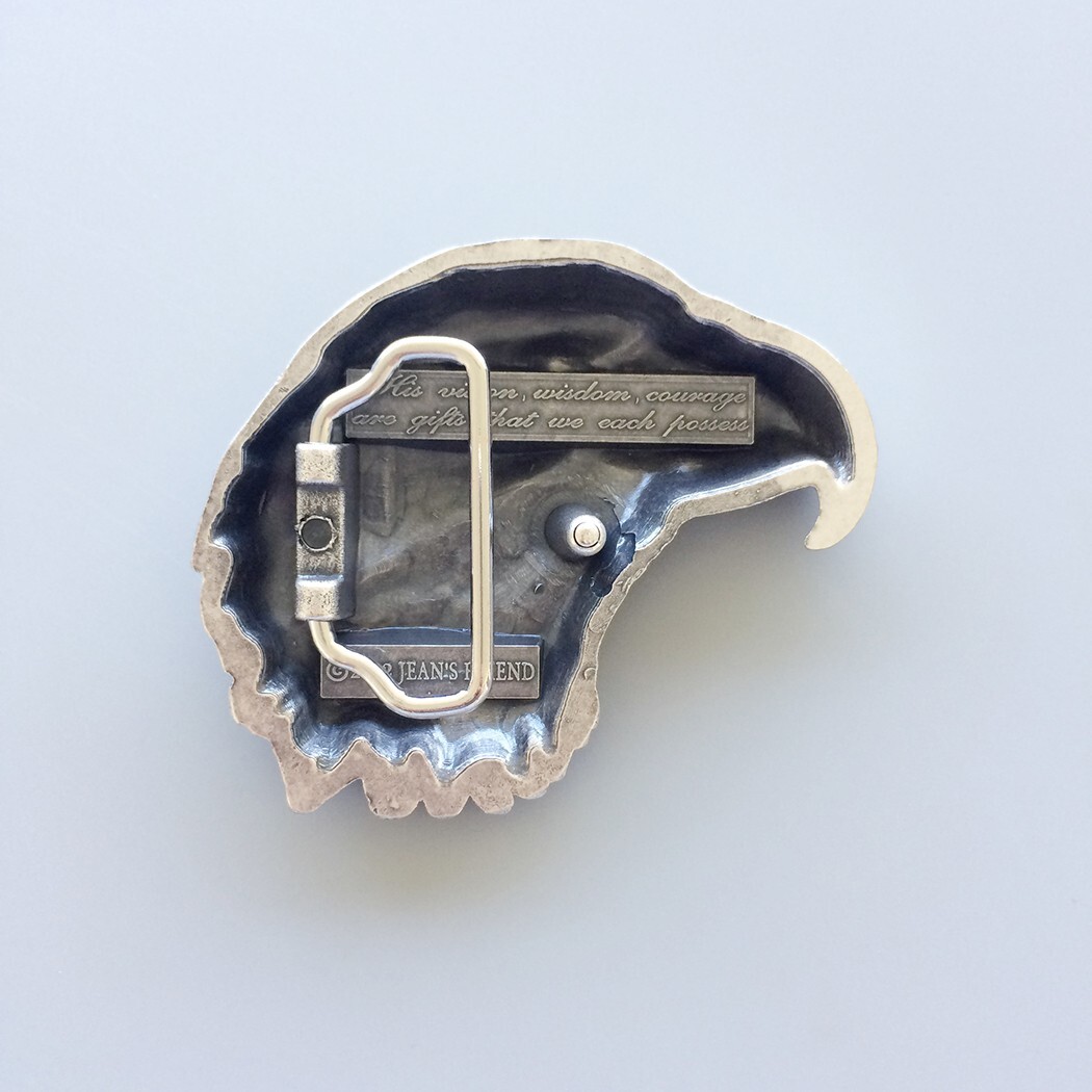 Vintage Silver Plated Eagle Head Western Belt Buckle