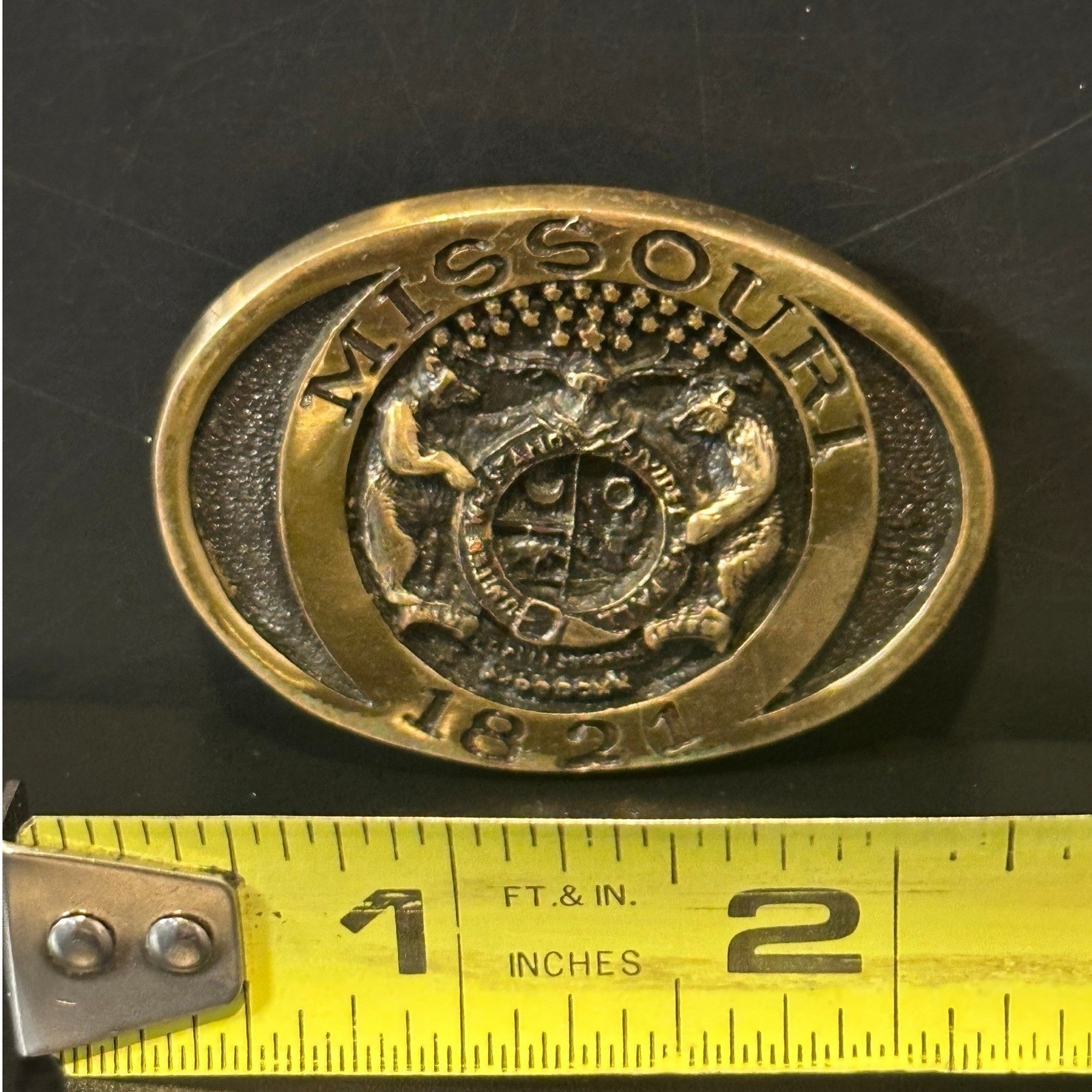 Heritage Mint Missouri 1821 State Seal Belt Buckle Solid Bronze Vintage American