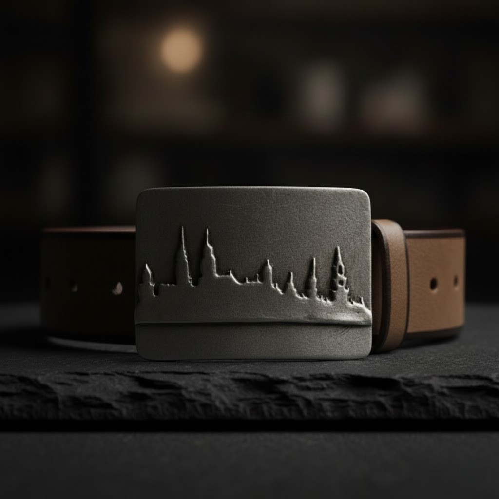 Hamburg City Silhouette Belt Buckle Skyline Metal Modern Urban Design