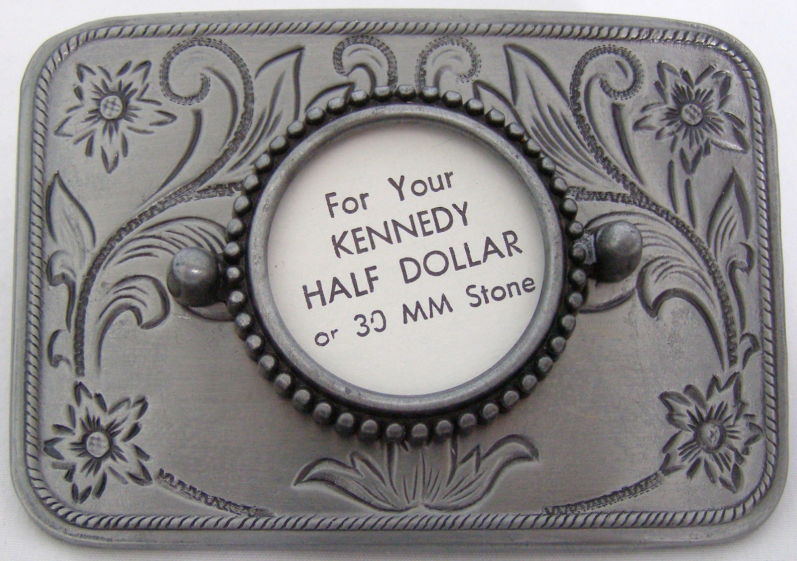 BELT BUCKLES USA Coin Kennedy Half Dollar 1/2 $ Silver Rectangle Screw Mount NEW