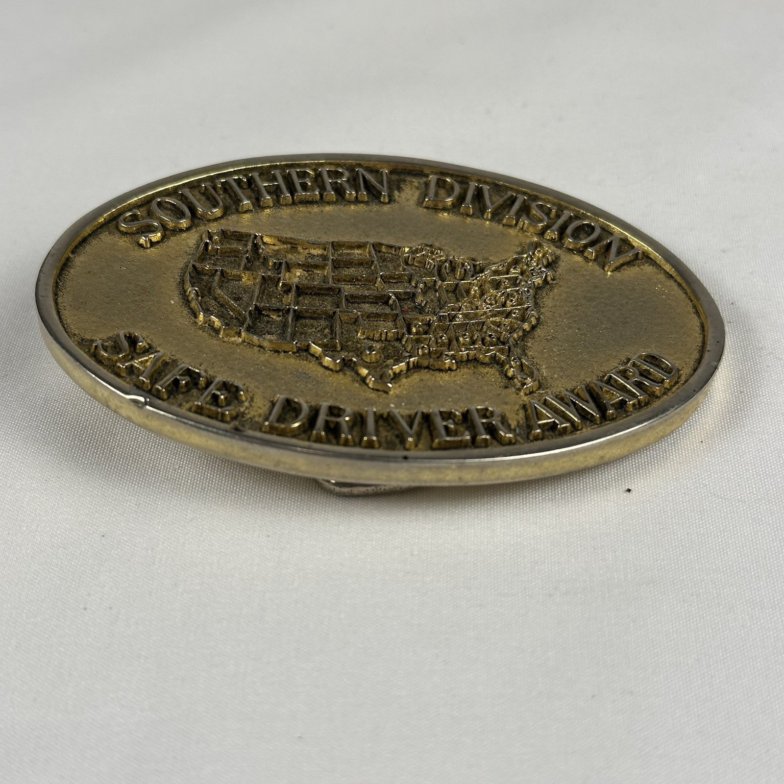 Vintage Safe Driver Award Brass Belt Buckle Southern Division Getty 1982
