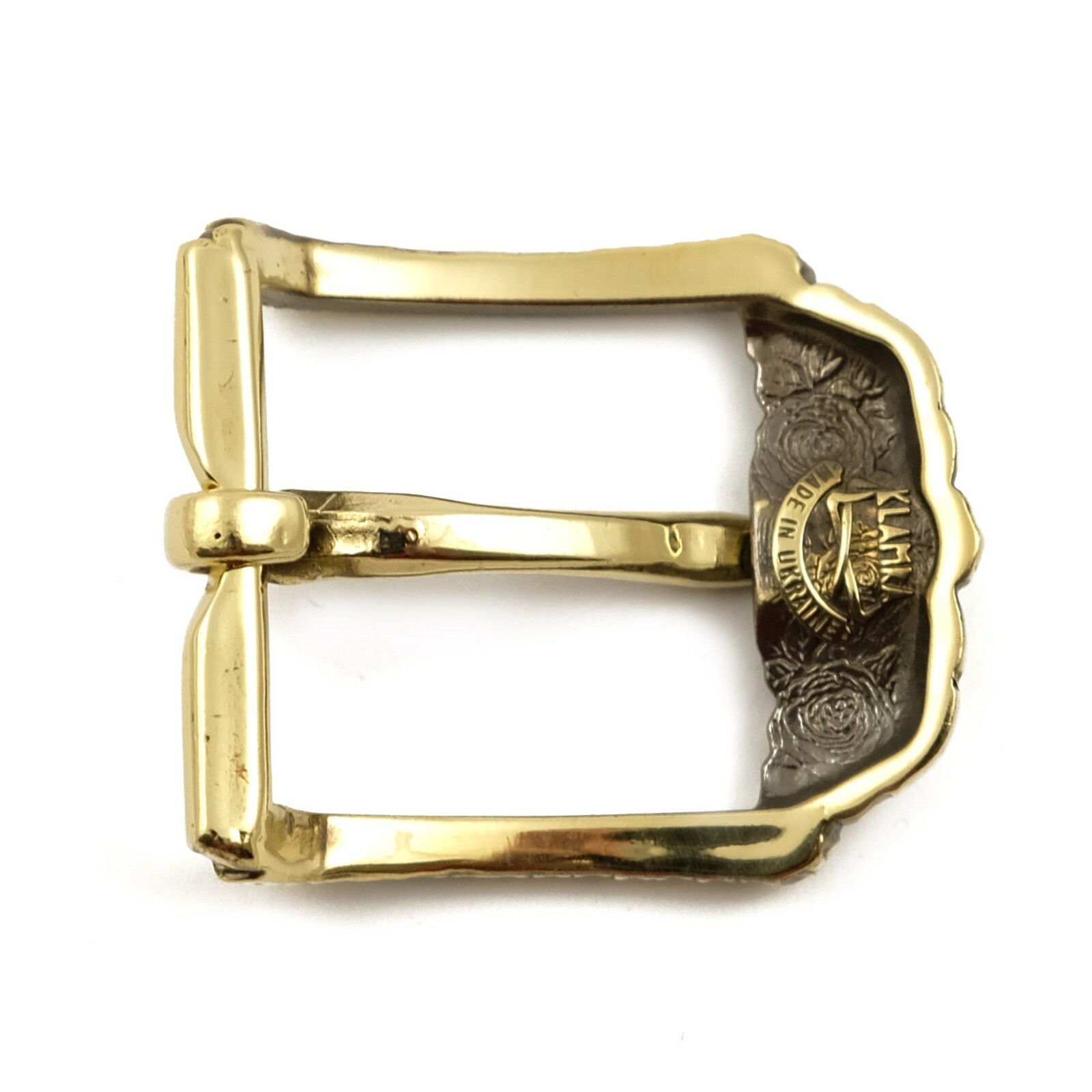Brass belt buckle Skulls and Roses, pin type Rectangular belt buckle with skulls