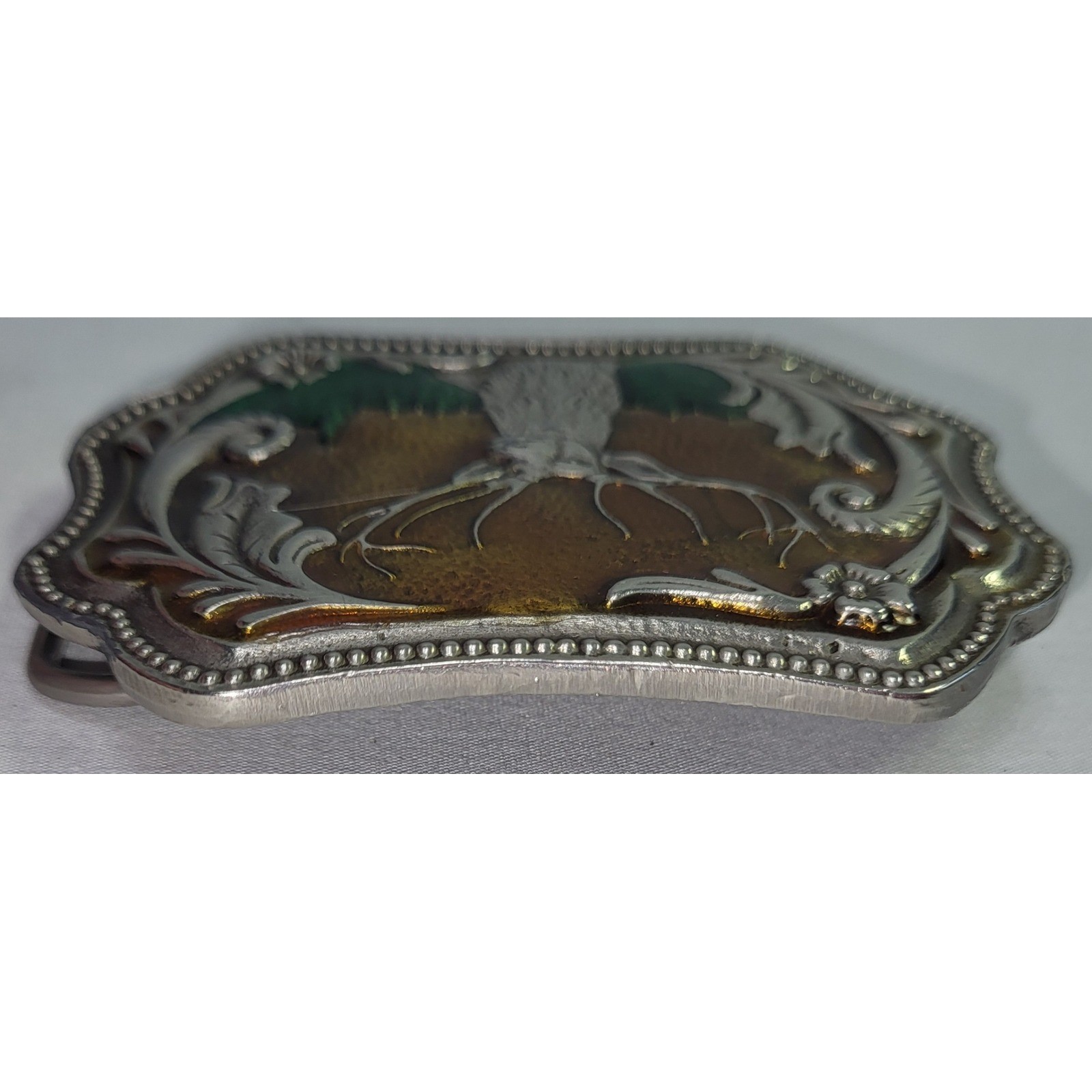 Vintage Inspired Stag Deer Belt Buckle Western Wildlife Green Forest Metal 2020