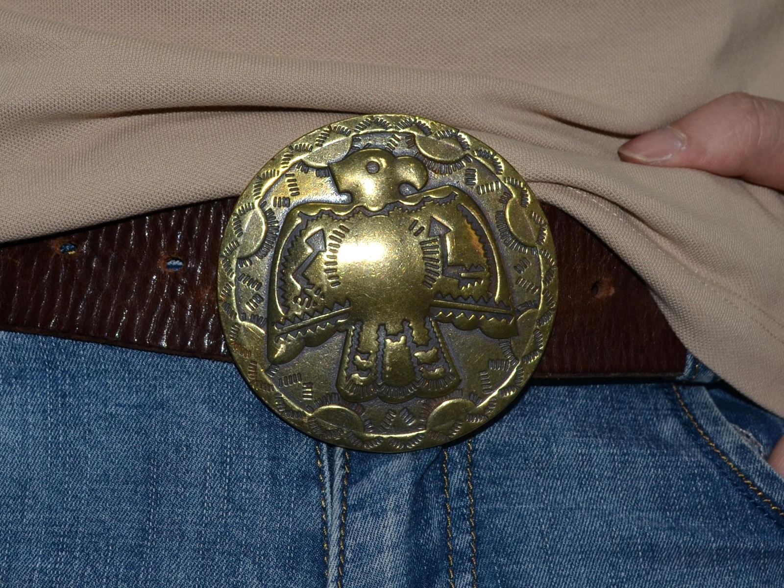 Solid Brass Casting Sunbird Belt Buckle,Sun God Bird Totem Artwork Belt Buckle