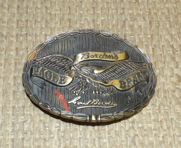 Vintage Borden&rsquo;s Eagle Brand Eagle Oval Solid Bronze Belt Buckle