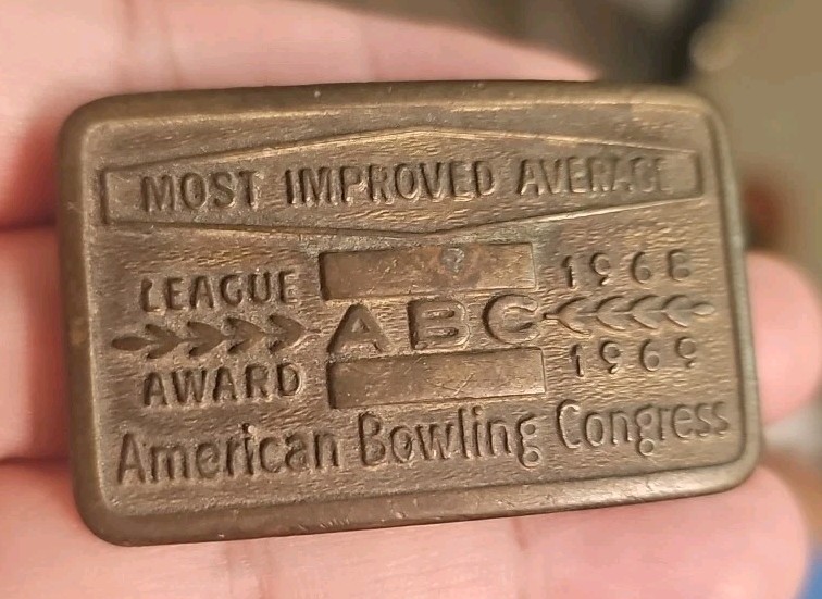 Belt Buckle Most Improved Average ABC League Award 1968-1969 American Bowling