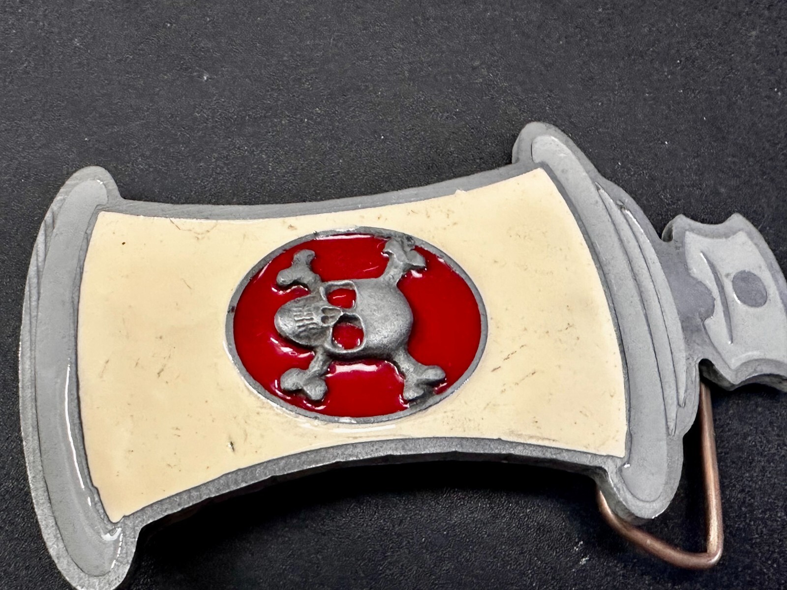 Poison – Skull Crossbones Enameled Figural Bottle Belt Buckle