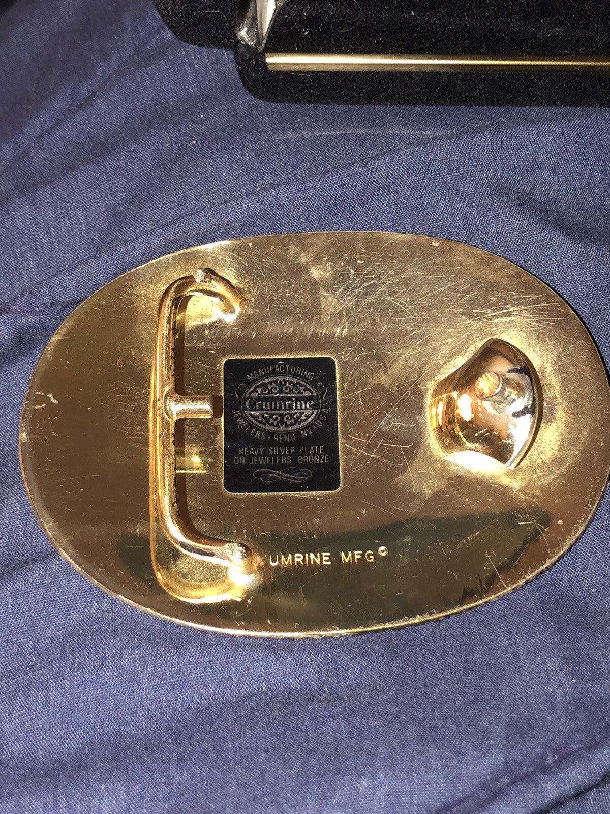 Vintage Crumrine Heavy Silver Plate Jewelers Bronze Western Buckle Oil Company