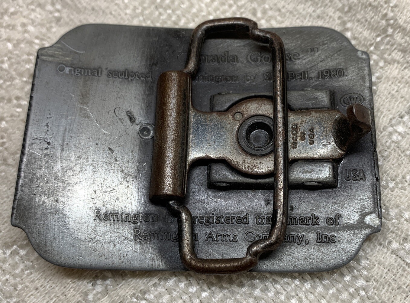 Remington Arms Co First in the Field Canadian Goose 1980 Belt Buckle Vintage