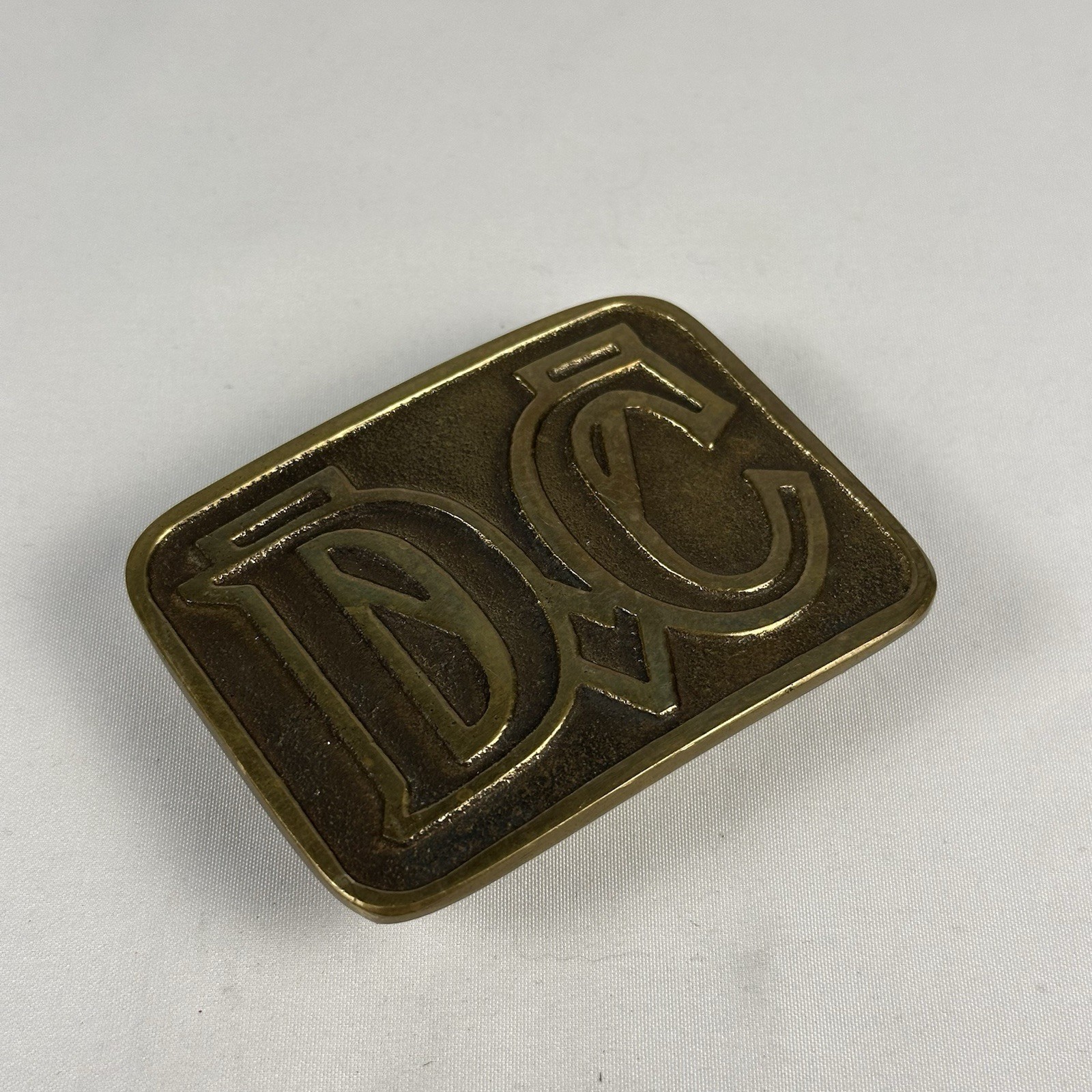 Vintage Dee Cee Brand Brass Belt Buckle Washington Manufacturing Workwear