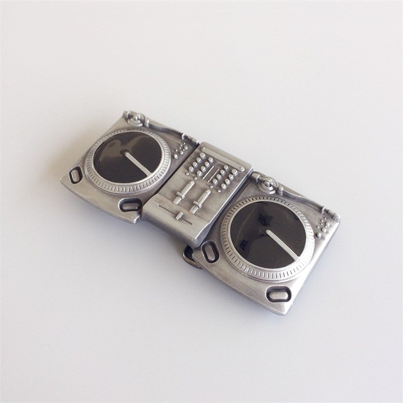Antique Silver CD Turntables Enamel Music Belt Buckle also Stock in the US