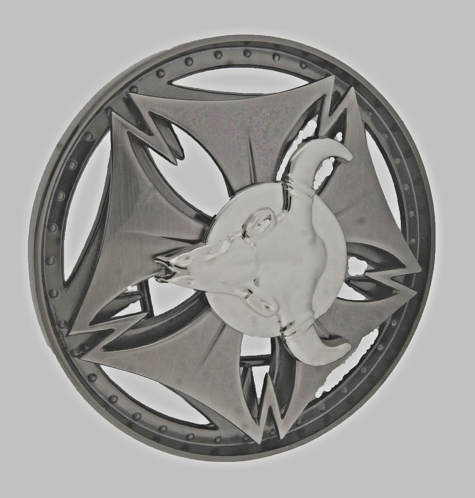 Bull Longhorn Belt Buckles Silver Gunmetal Vintage Spinner Western Cowboy Rodeo